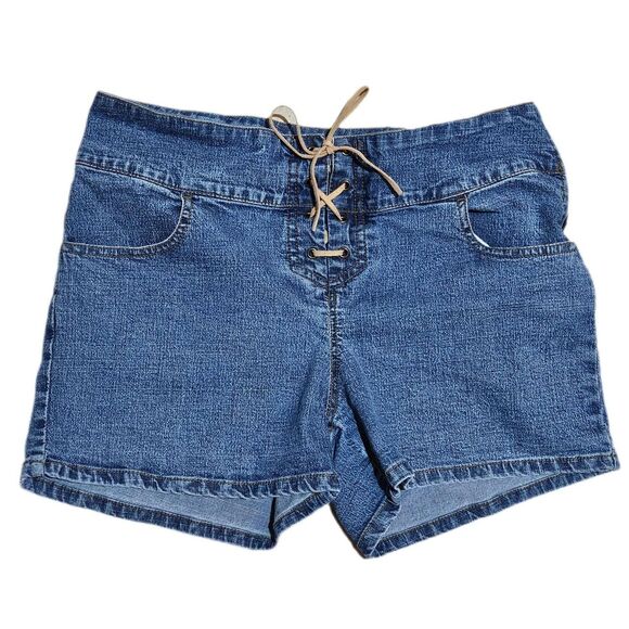 90s y2k does 70s boho western lace up denim shorts - Picture 1 of 3